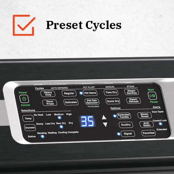 Preset drying cycles for real laundry
