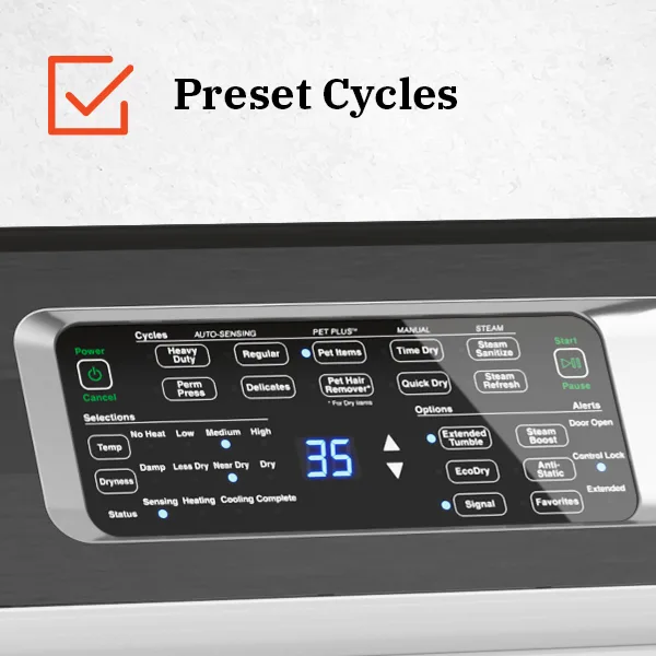 Preset drying cycles for real laundry