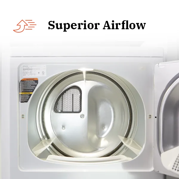 Superior airflow dries faster at lower temperatures