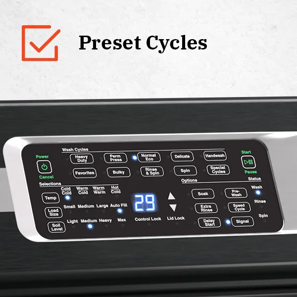 Preset cycles engineered for real laundry