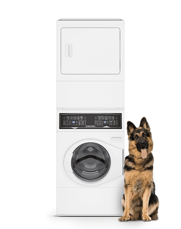 SF7 Stacked White Washer – Gas Dryer with Pet Plus™